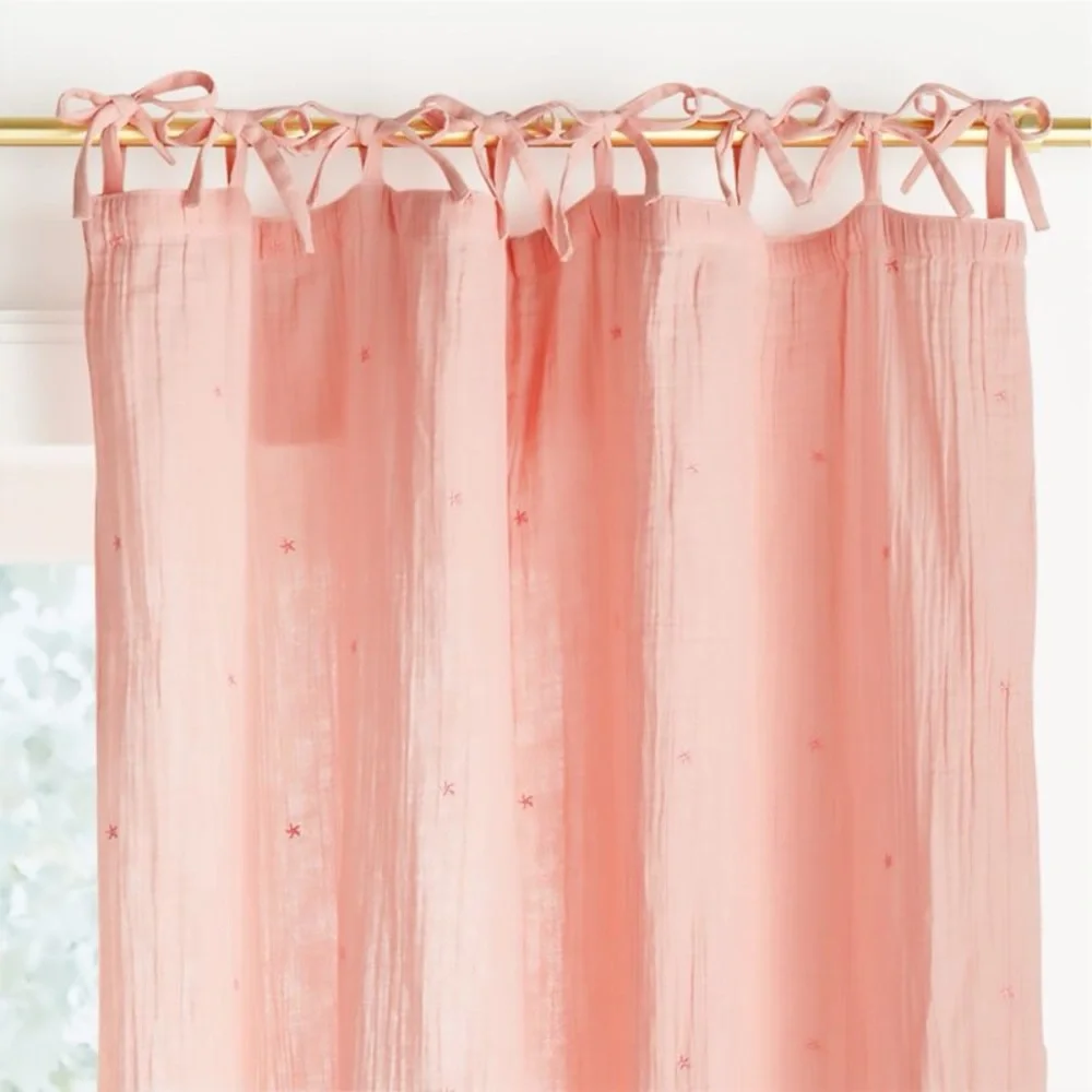 Aldrin Pink Organic Cotton Sheer Window Curtain 1/ Panel 44